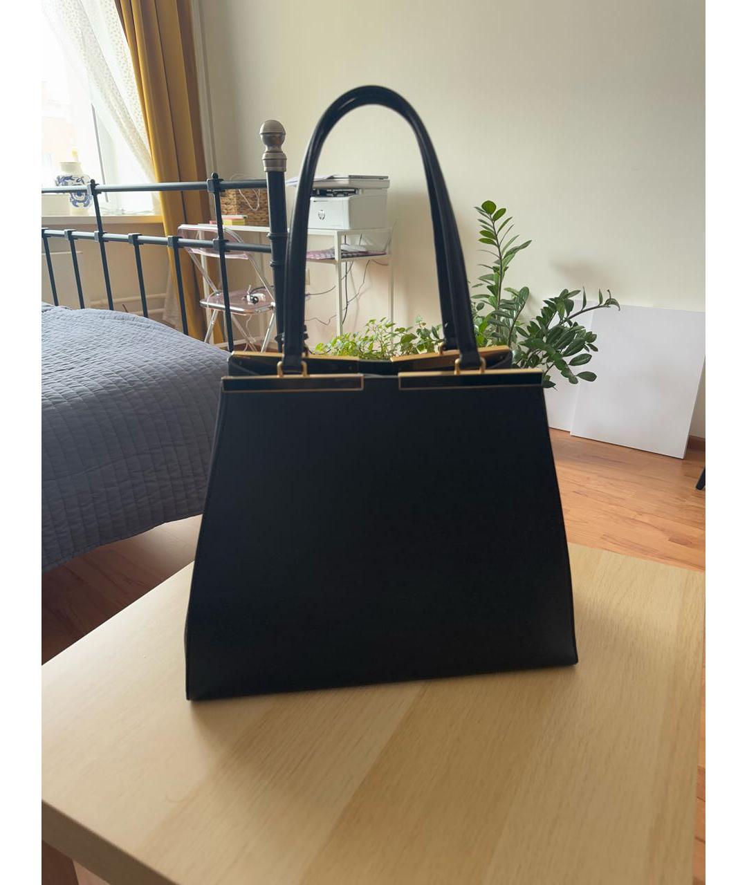 FENDI Черная кожаная сумка тоут, фото 4
