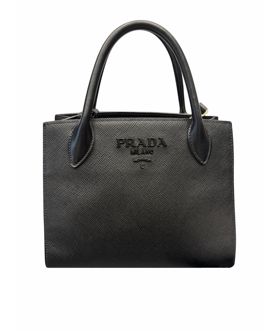 PRADA Черная кожаная сумка с короткими ручками, фото 1