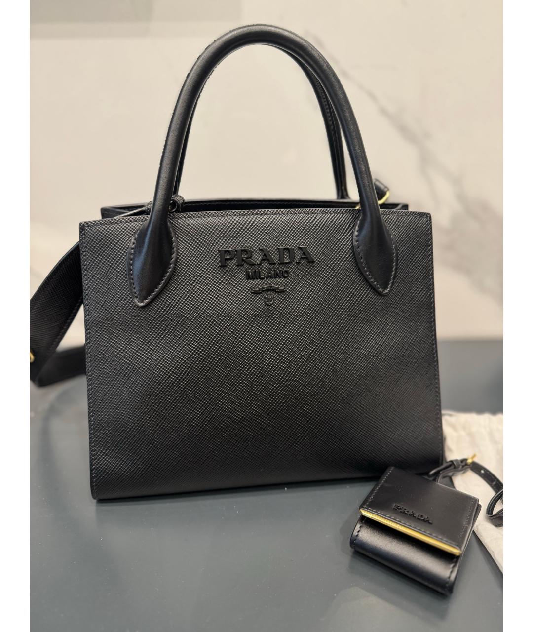 PRADA Черная кожаная сумка с короткими ручками, фото 7