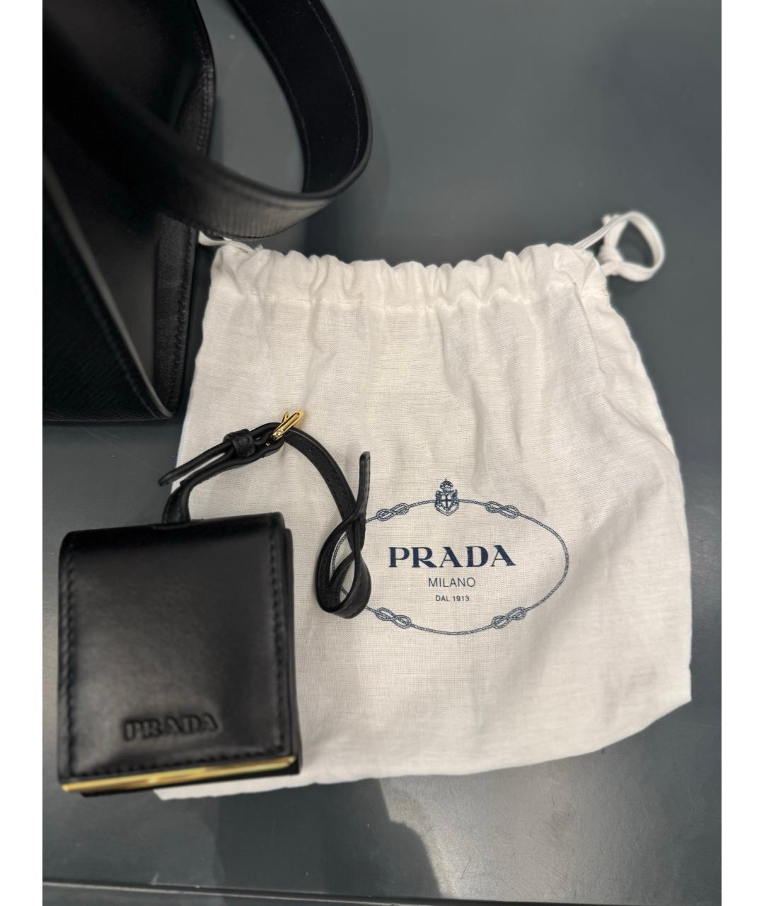 PRADA Черная кожаная сумка с короткими ручками, фото 5