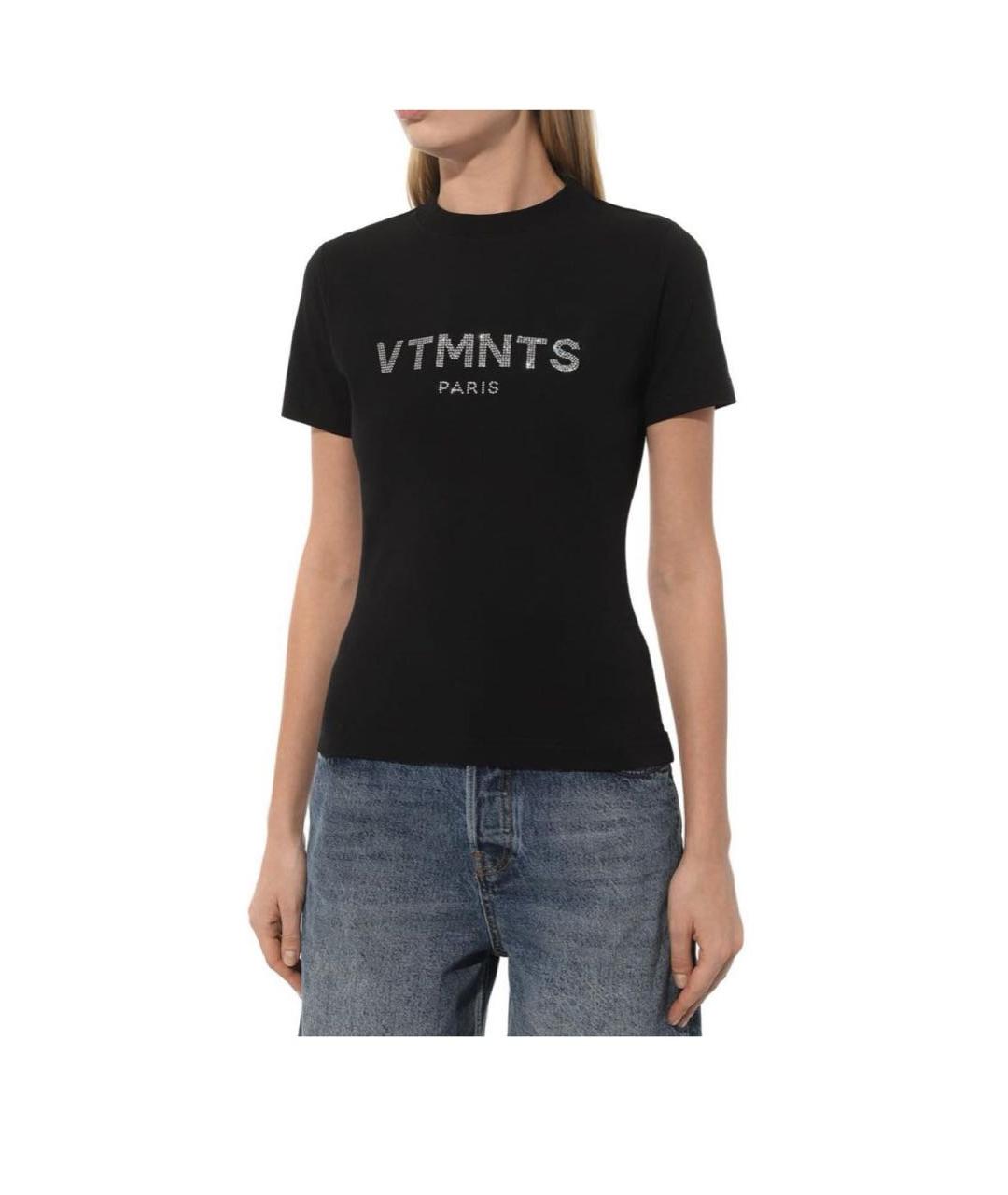 VETEMENTS Черная хлопко-эластановая футболка, фото 3