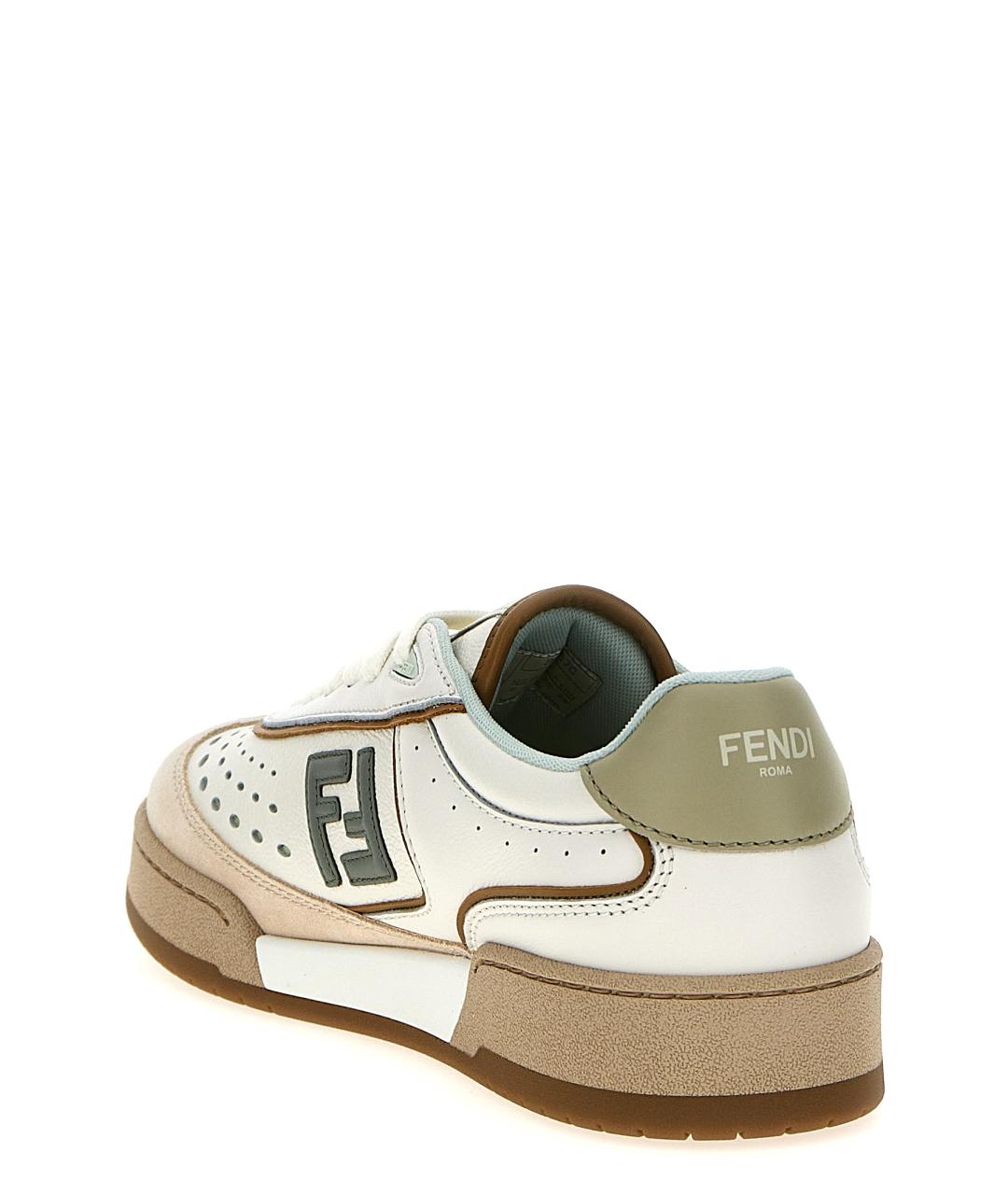 FENDI Бежевые кожаные кроссовки, фото 3