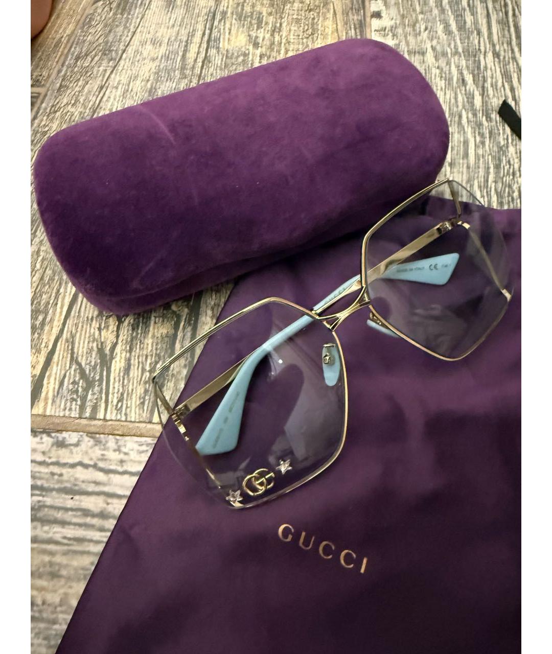 GUCCI Голубые металлические солнцезащитные очки, фото 3