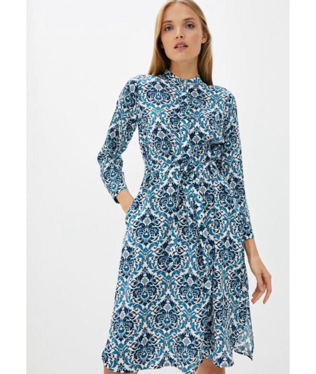WEEKEND MAX MARA Голубое шелковое повседневное платье, фото 3