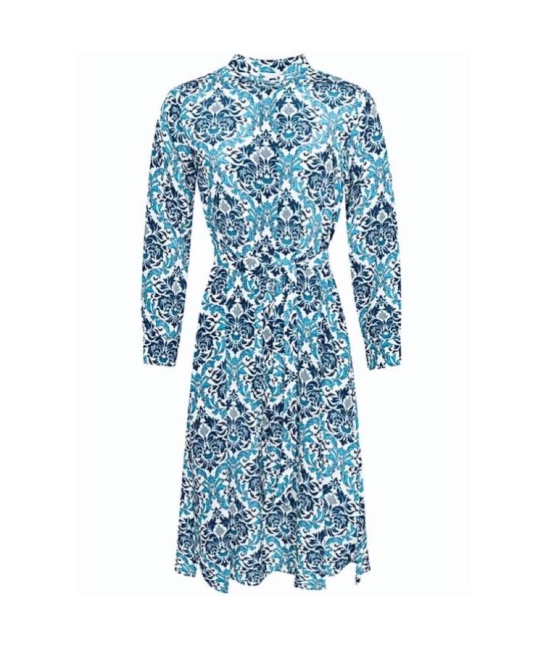 WEEKEND MAX MARA Голубое шелковое повседневное платье, фото 7