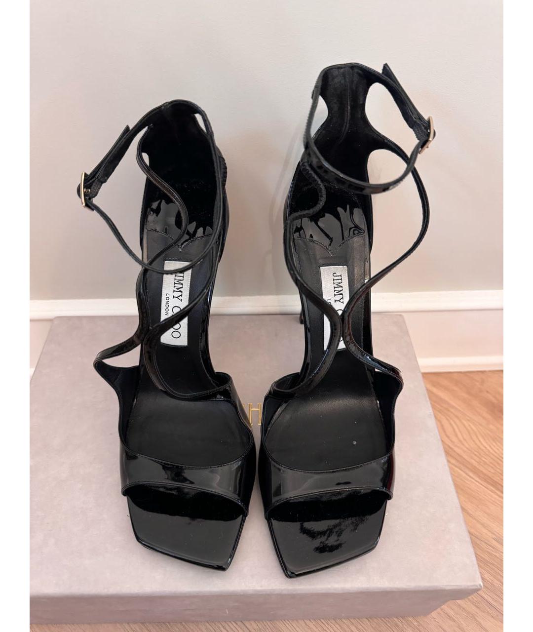 JIMMY CHOO Черные босоножки из лакированной кожи, фото 2