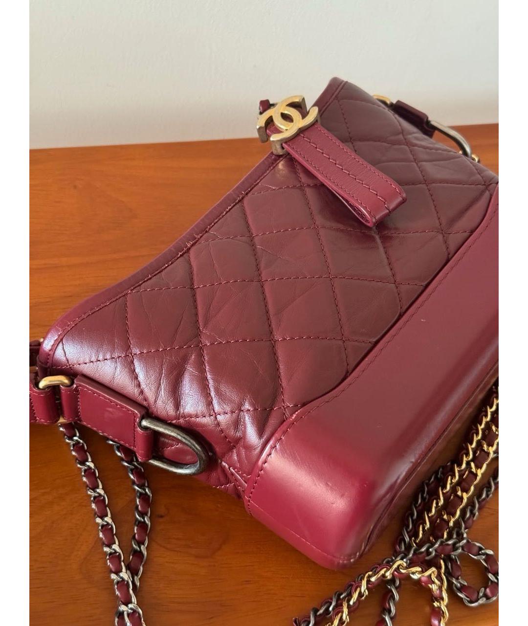 CHANEL Бордовая кожаная сумка на плечо, фото 8