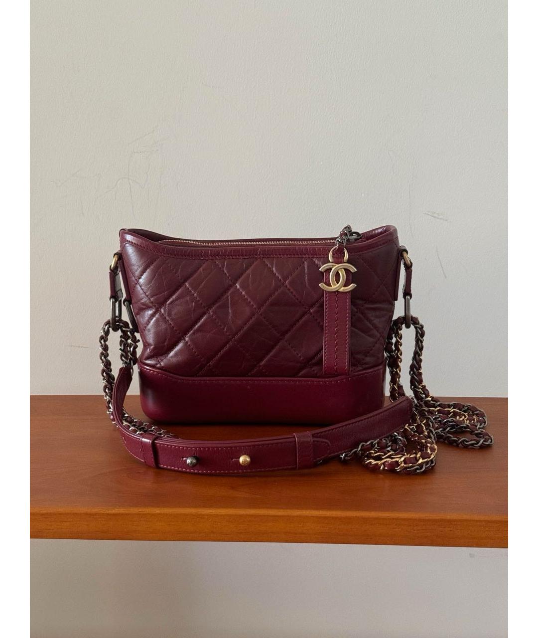 CHANEL Бордовая кожаная сумка на плечо, фото 2