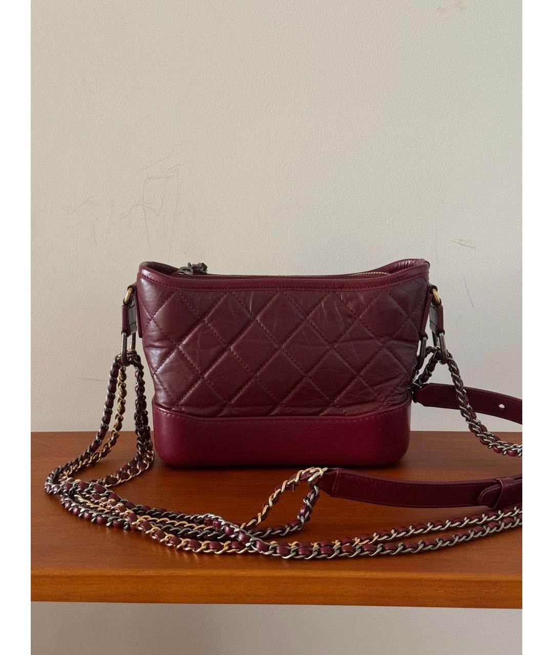 CHANEL Бордовая кожаная сумка на плечо, фото 3