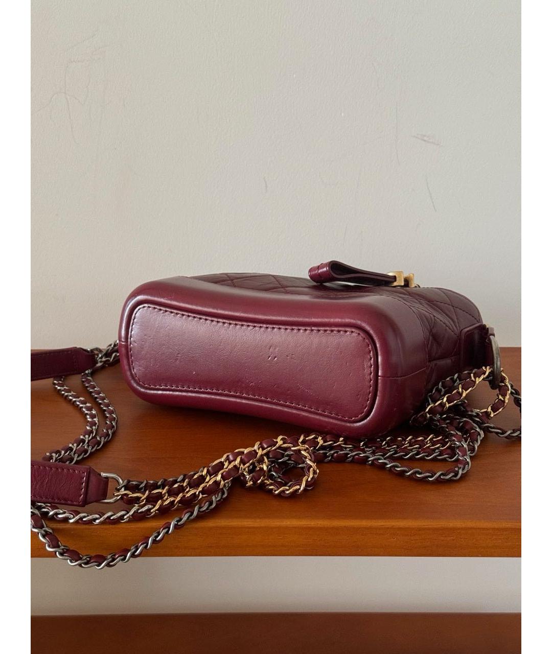 CHANEL Бордовая кожаная сумка на плечо, фото 4