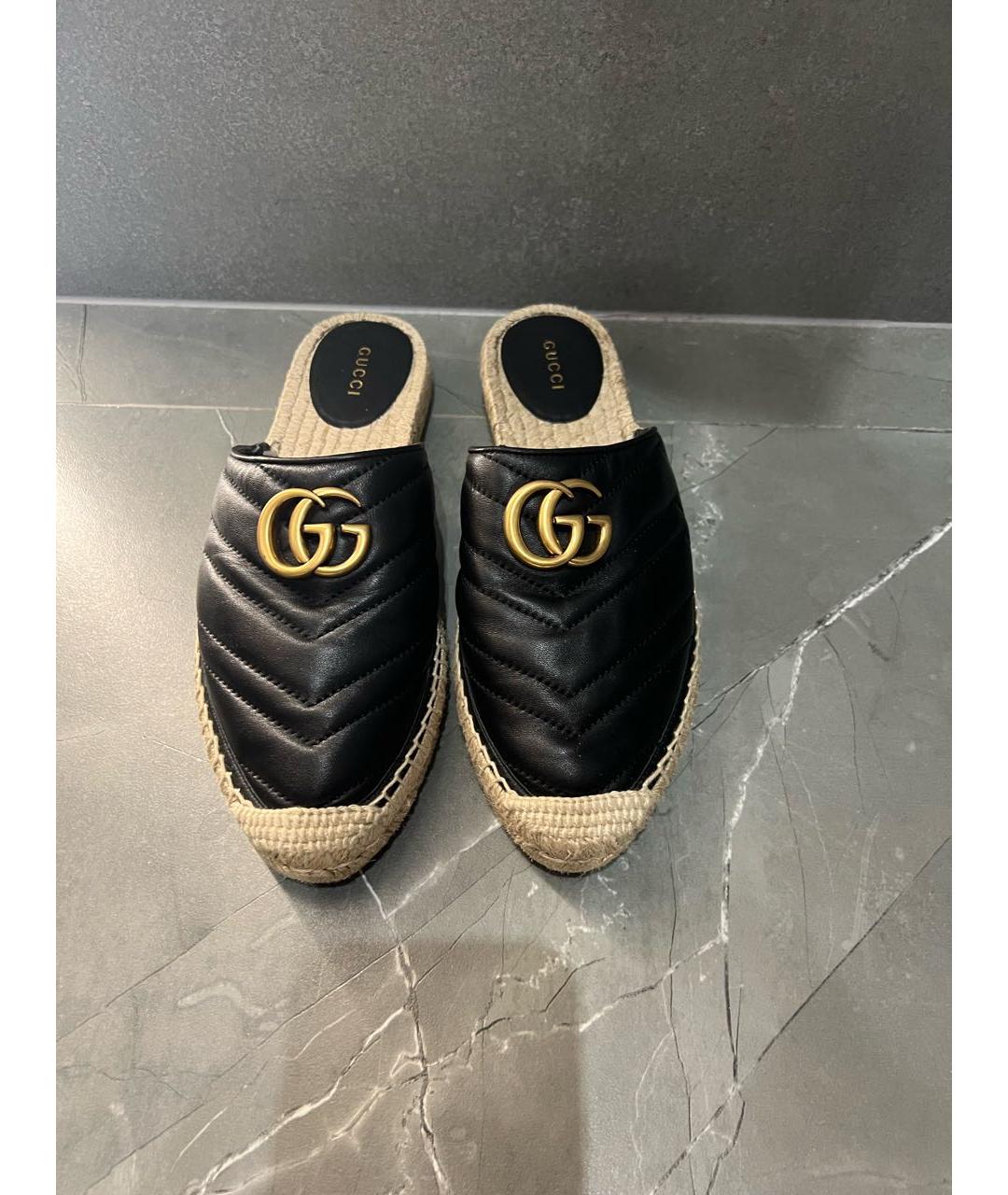 GUCCI Черные кожаные мюли, фото 2