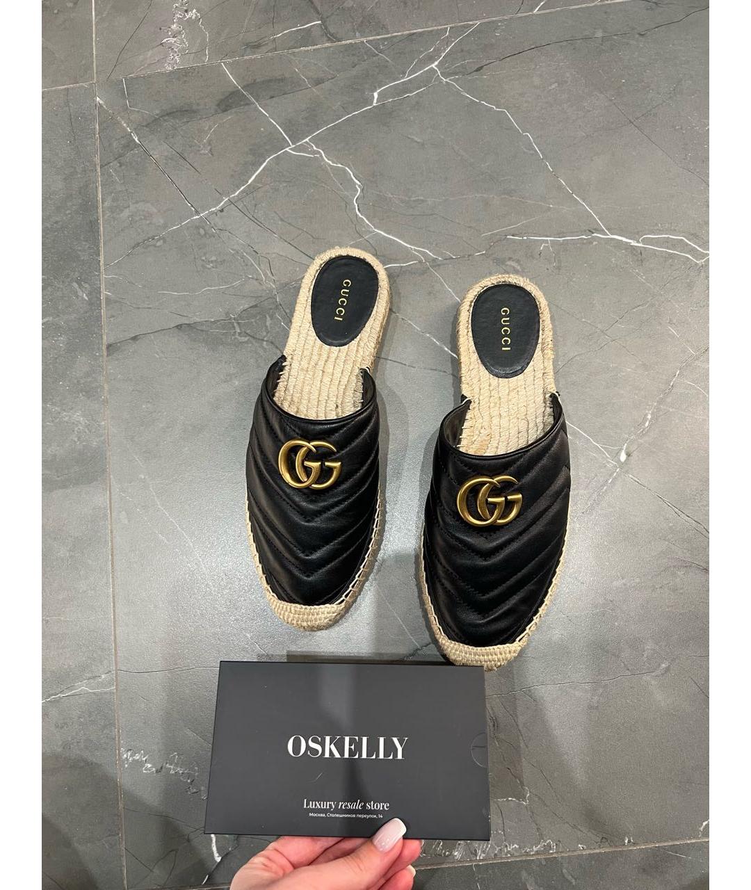 GUCCI Черные кожаные мюли, фото 3