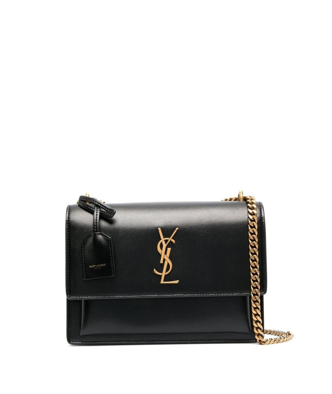 SAINT LAURENT Черная кожаная сумка через плечо, фото 1