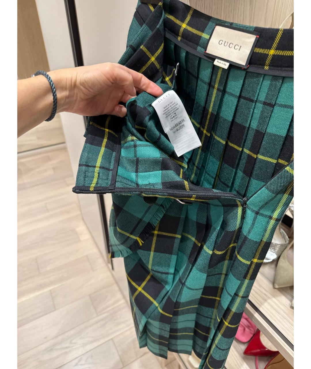 GUCCI Мульти шерстяная юбка миди, фото 5