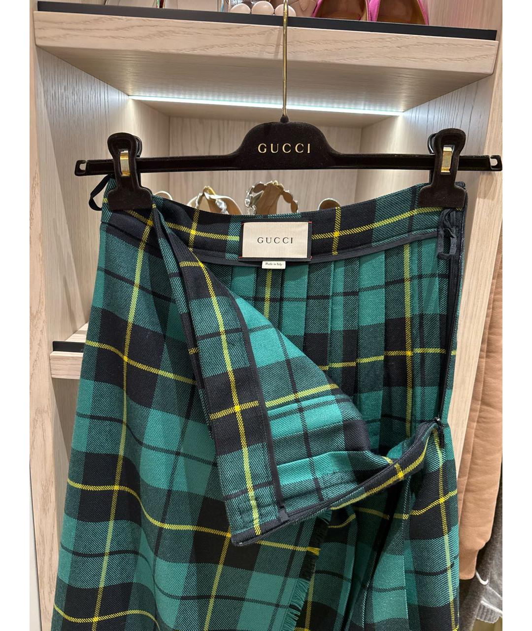 GUCCI Мульти шерстяная юбка миди, фото 3