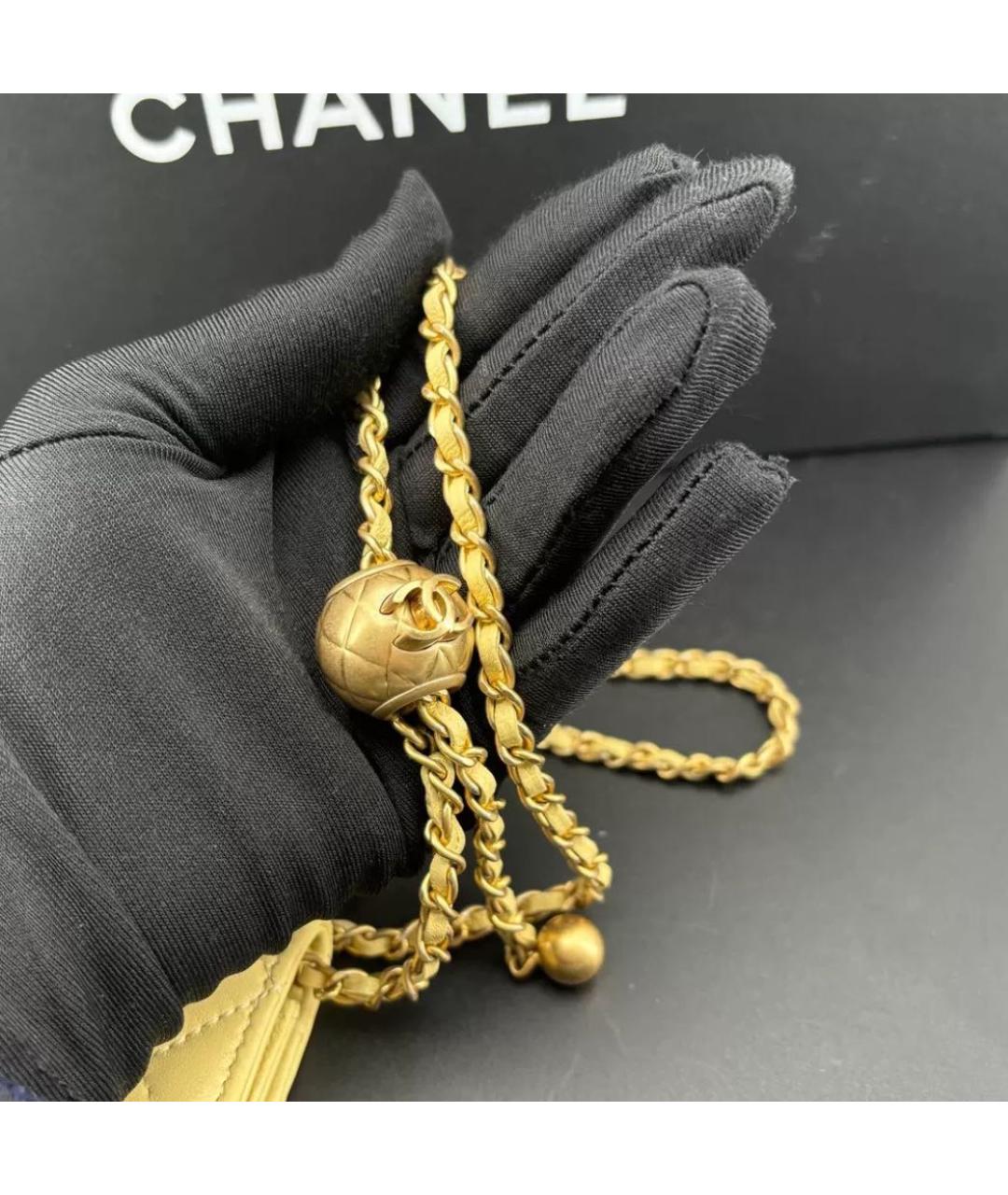 CHANEL Желтая кожаная поясная сумка, фото 6