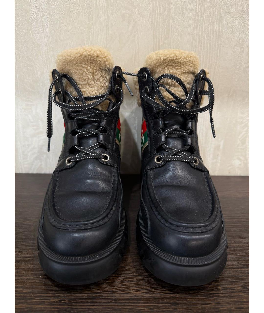 GUCCI Черные кожаные ботинки, фото 2