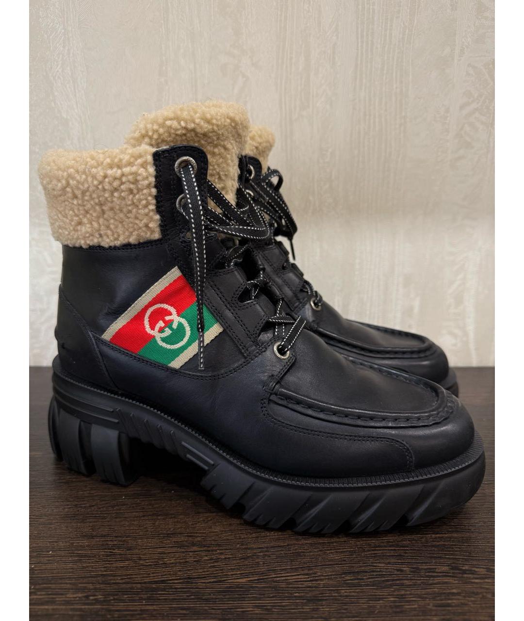 GUCCI Черные кожаные ботинки, фото 5