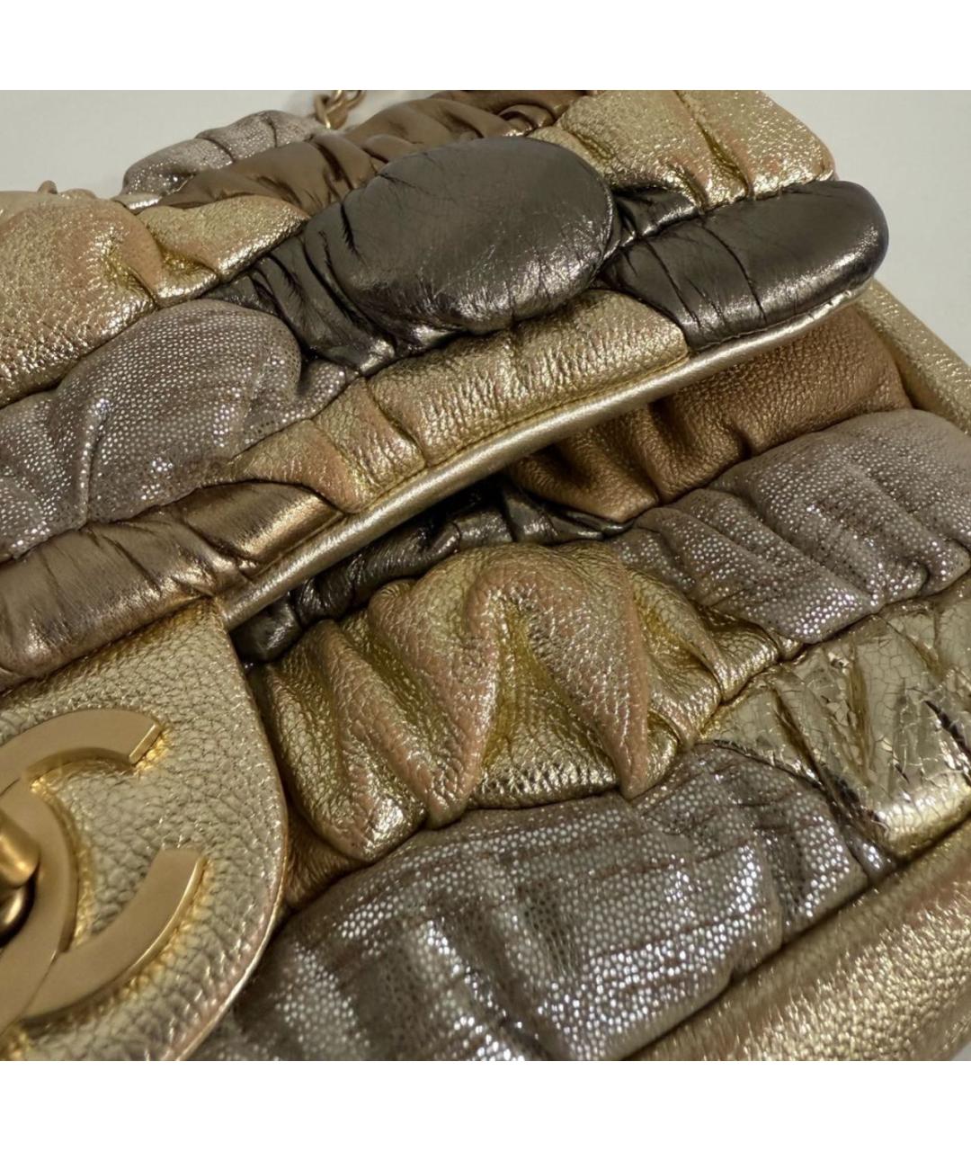 CHANEL Золотая кожаная сумка через плечо, фото 6