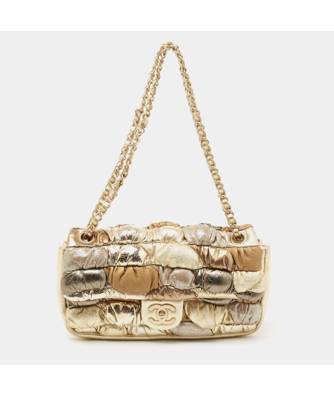 CHANEL Золотая кожаная сумка через плечо, фото 2