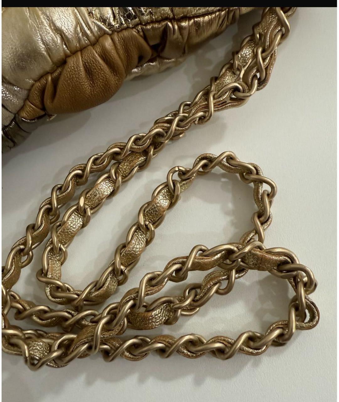 CHANEL Золотая кожаная сумка через плечо, фото 5