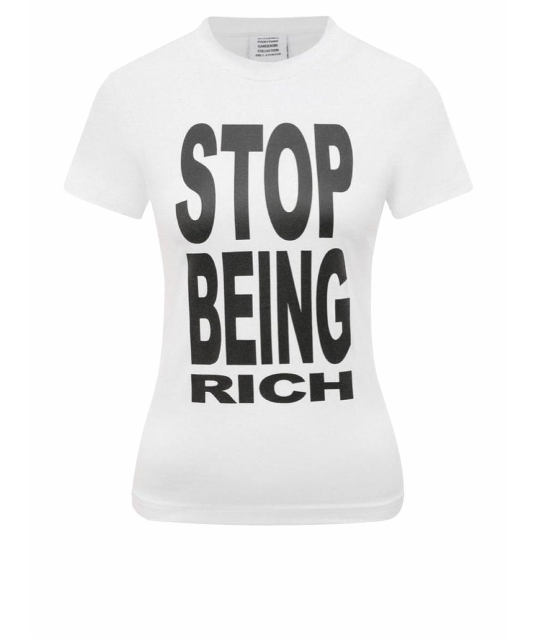 VETEMENTS Белая хлопко-эластановая футболка, фото 1