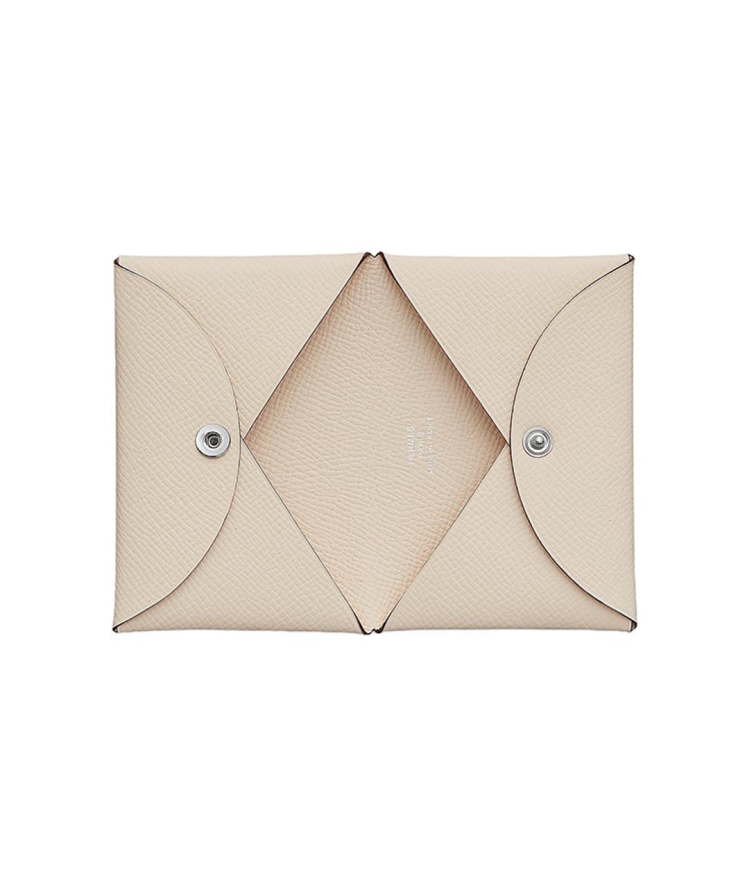 HERMES Бежевый кожаный кардхолдер, фото 2