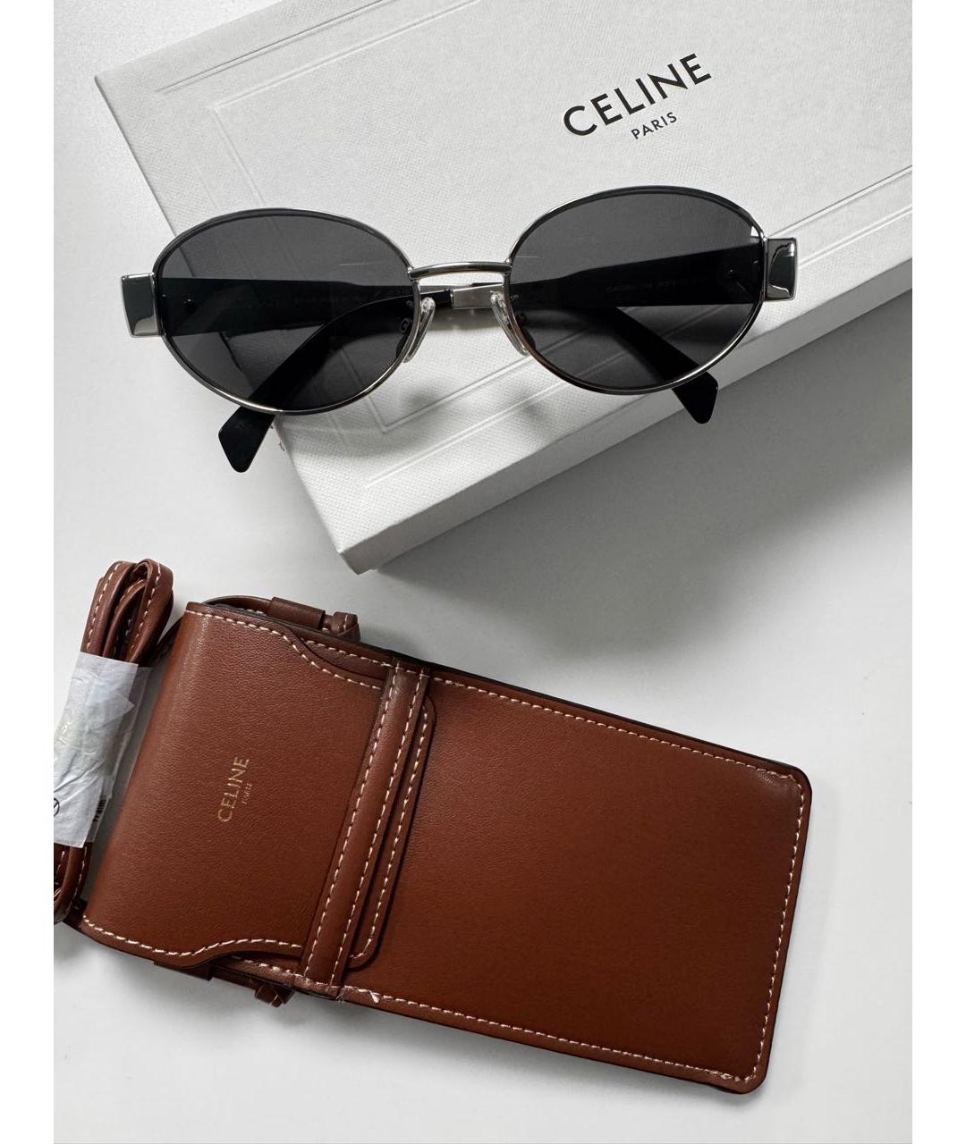 CELINE Серебряные металлические солнцезащитные очки, фото 3