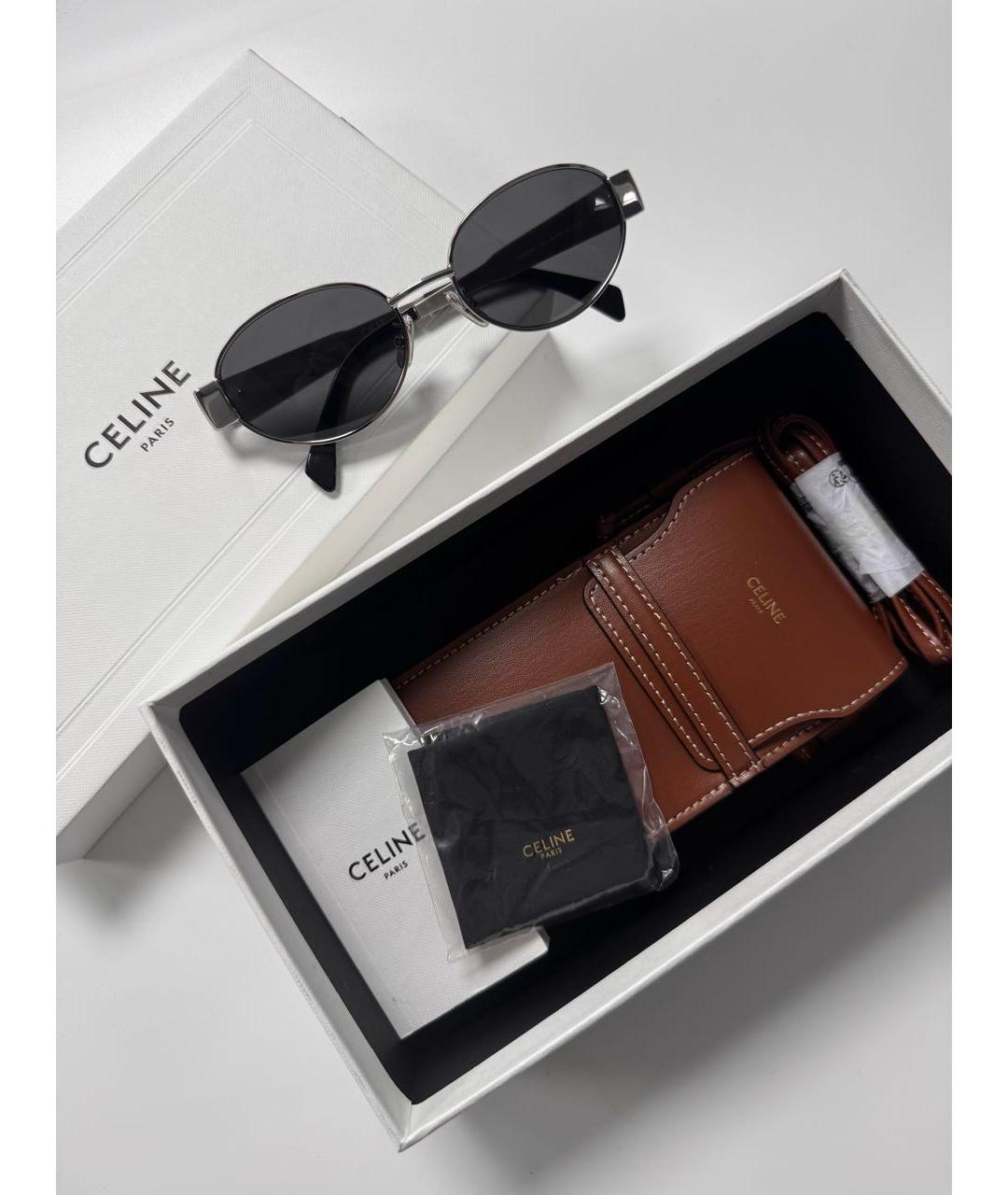 CELINE Серебряные металлические солнцезащитные очки, фото 2