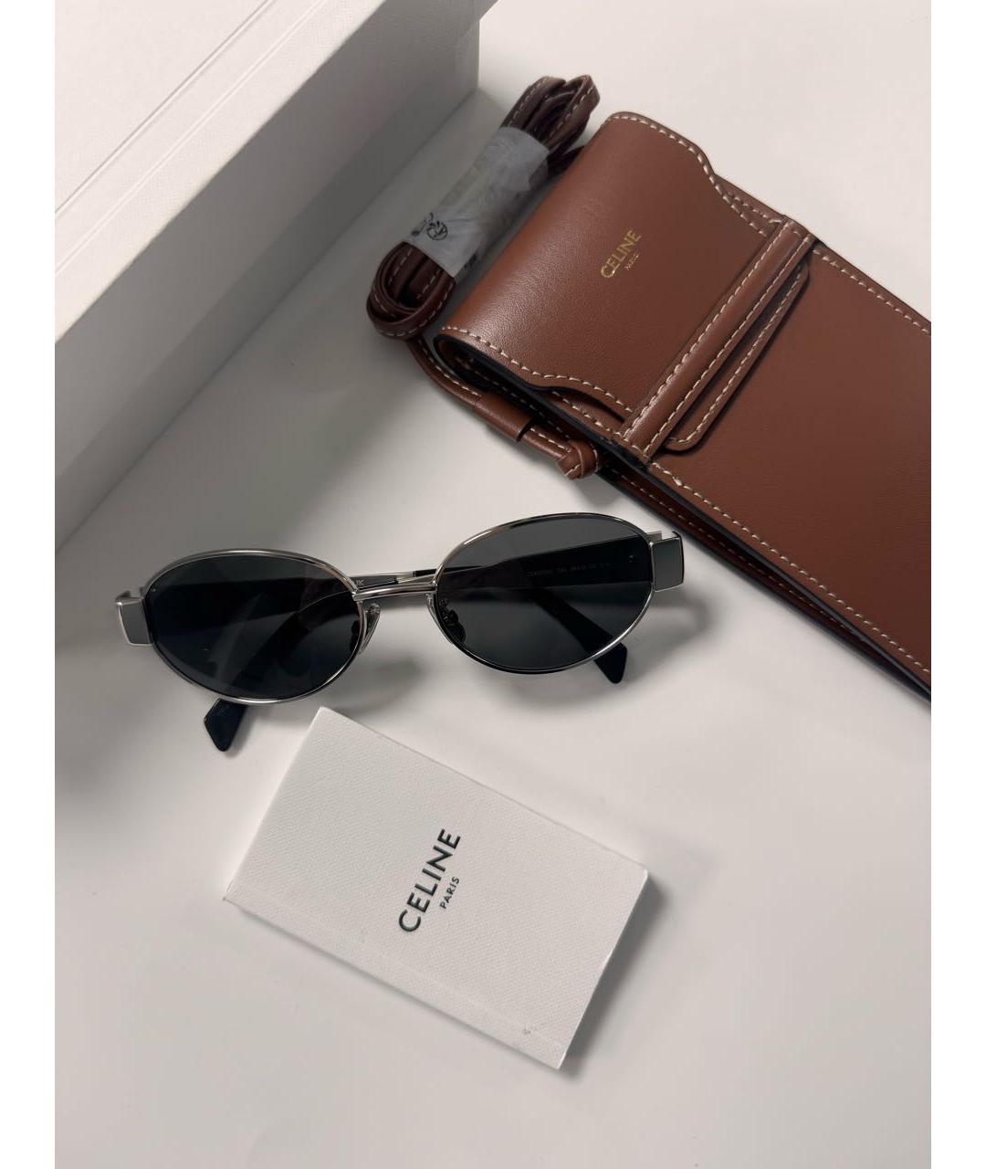 CELINE Серебряные металлические солнцезащитные очки, фото 5
