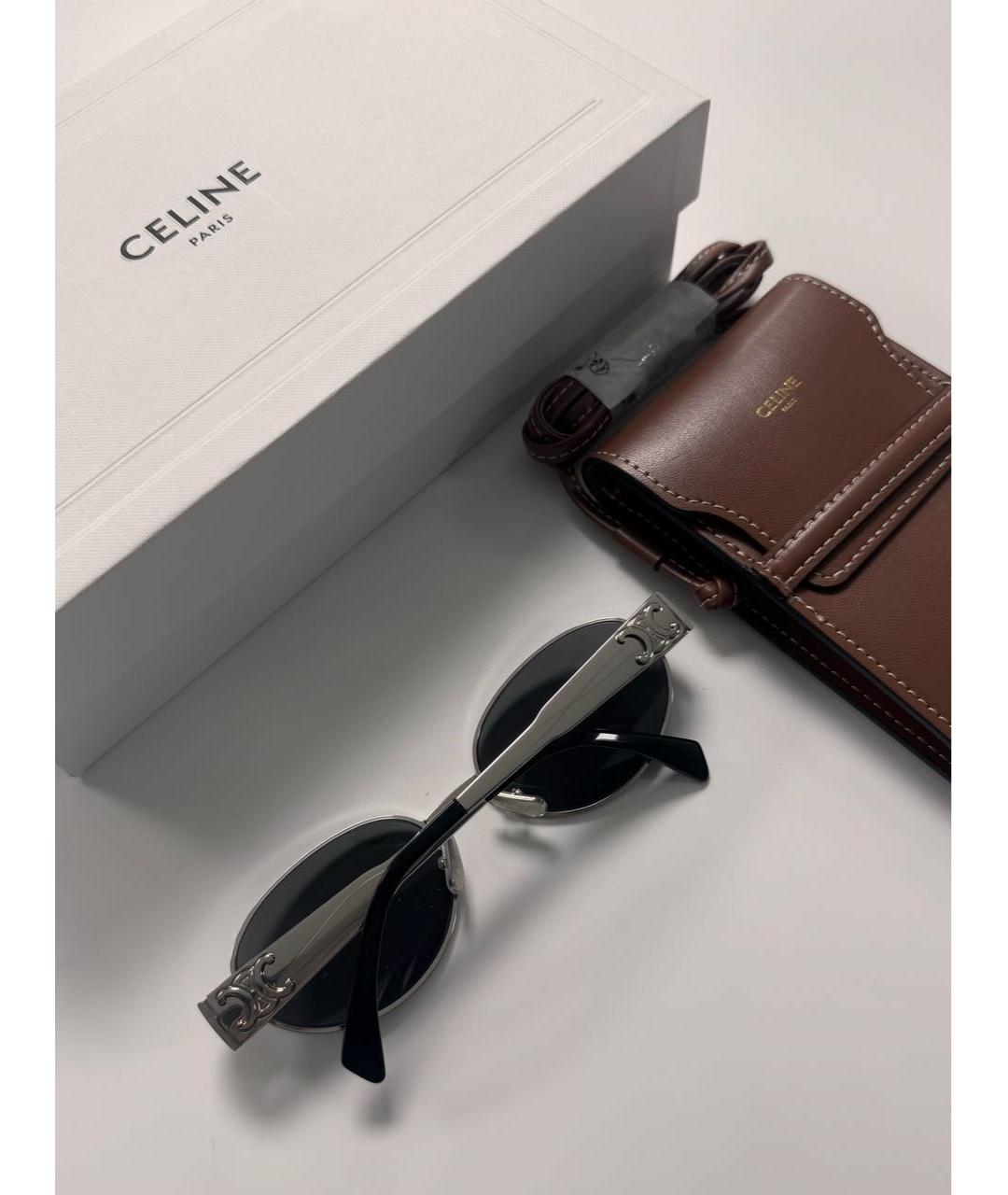 CELINE Серебряные металлические солнцезащитные очки, фото 4