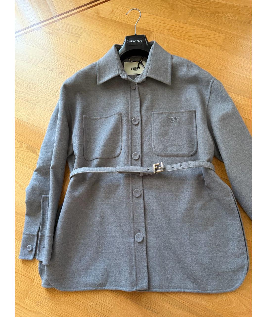 FENDI Серое шерстяное пальто, фото 2