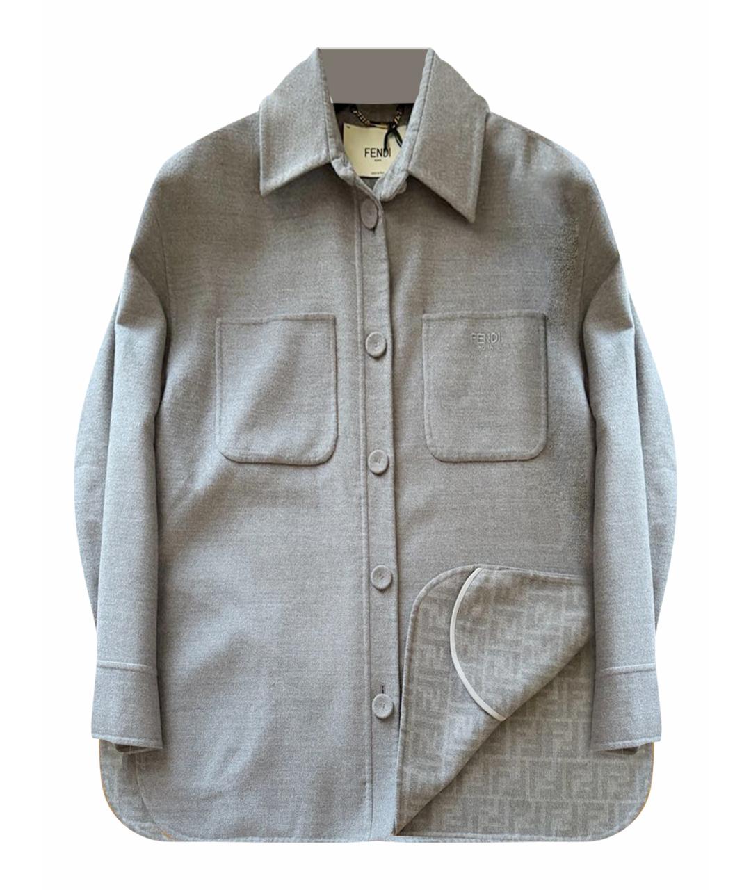 FENDI Серое шерстяное пальто, фото 1