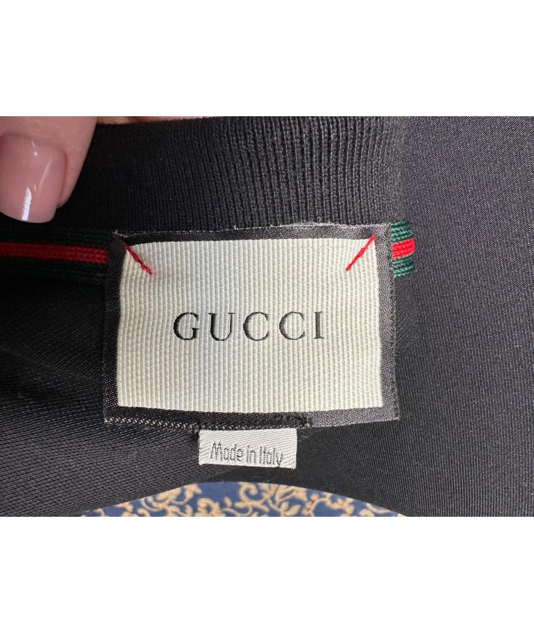 GUCCI Черная хлопковая футболка, фото 5