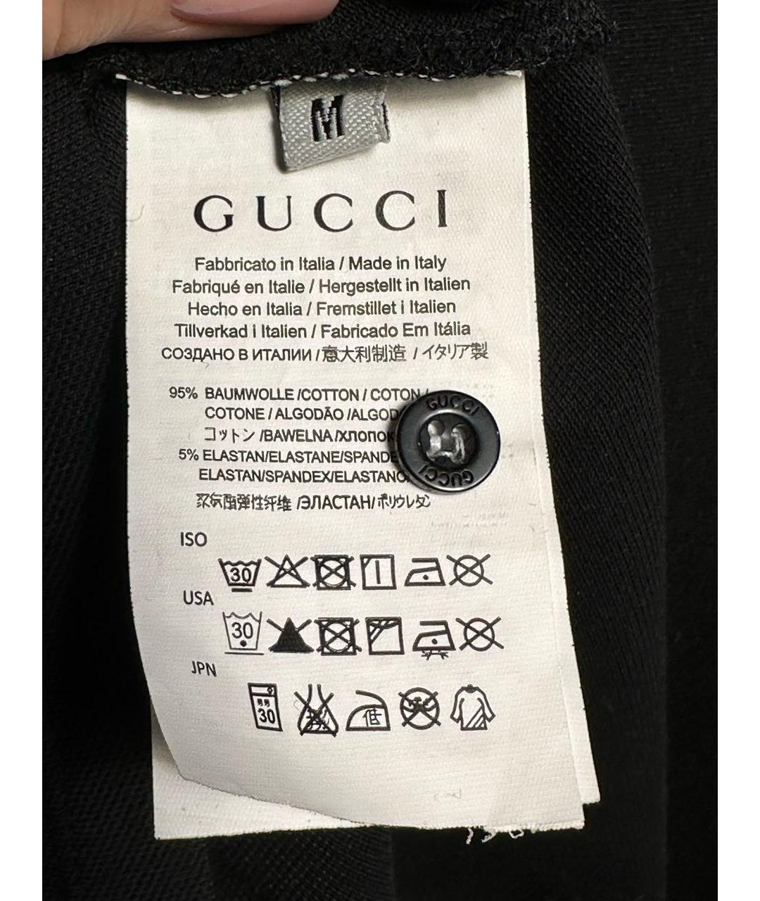 GUCCI Черная хлопковая футболка, фото 7