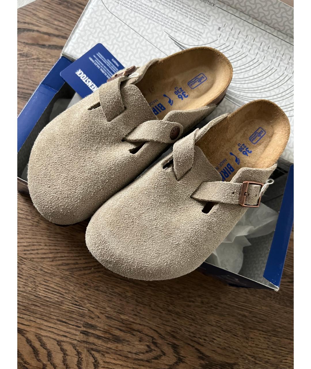 BIRKENSTOCK Бежевые замшевые сабо, фото 3