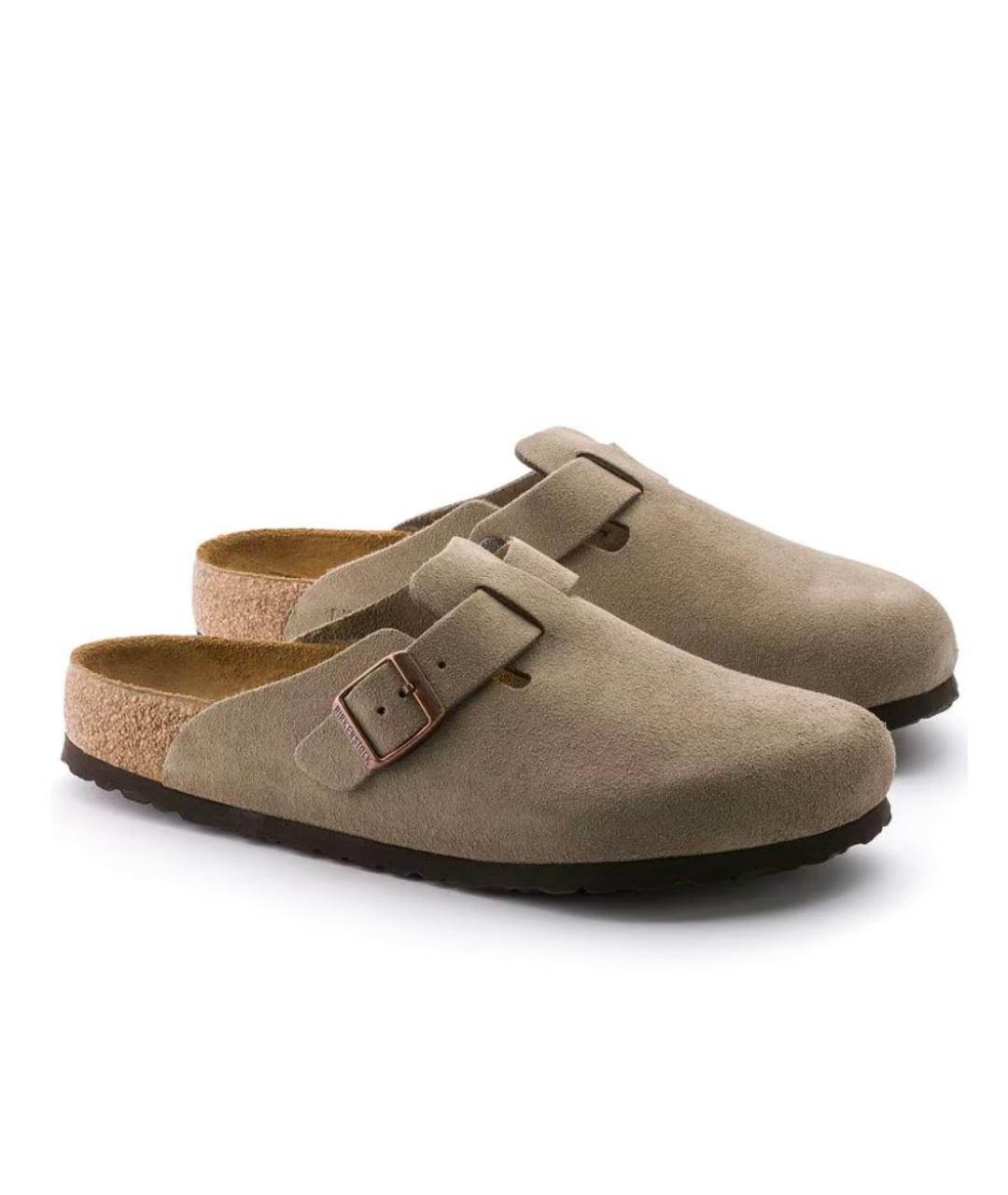 BIRKENSTOCK Бежевые замшевые сабо, фото 2