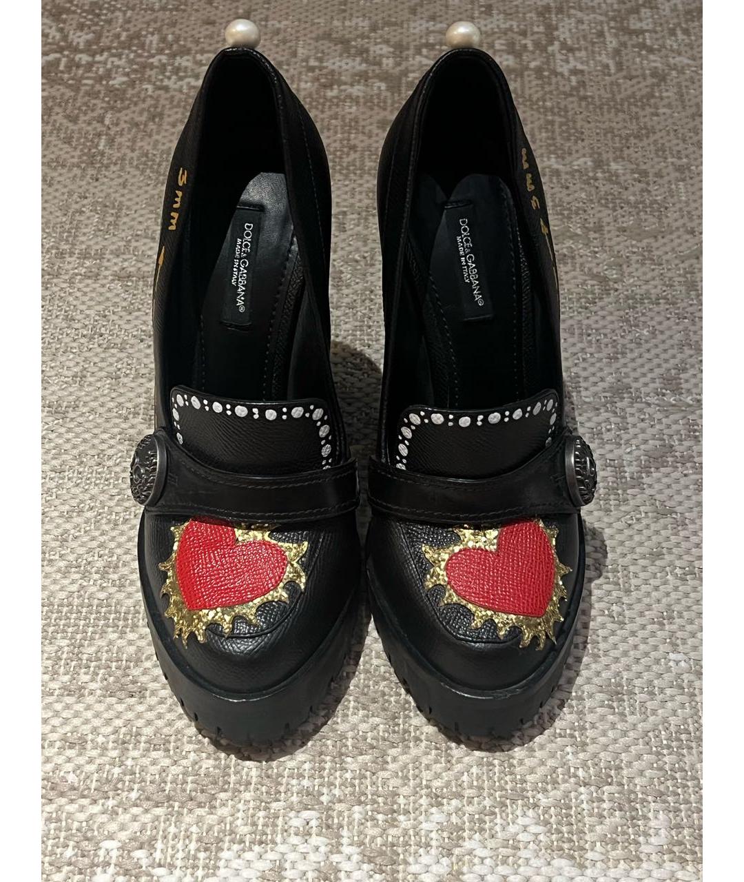 DOLCE&GABBANA Черные кожаные туфли, фото 2
