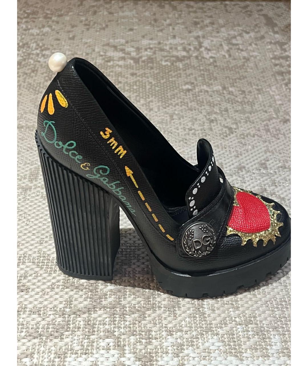 DOLCE&GABBANA Черные кожаные туфли, фото 5