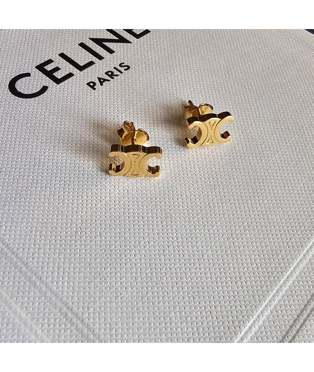 CELINE Золотые латунные серьги, фото 4