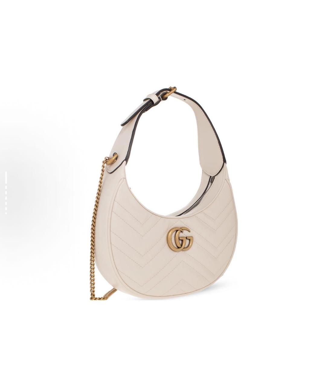 GUCCI Белая кожаная сумка с короткими ручками, фото 2