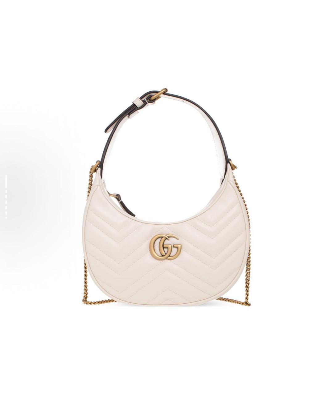 GUCCI Белая кожаная сумка с короткими ручками, фото 6