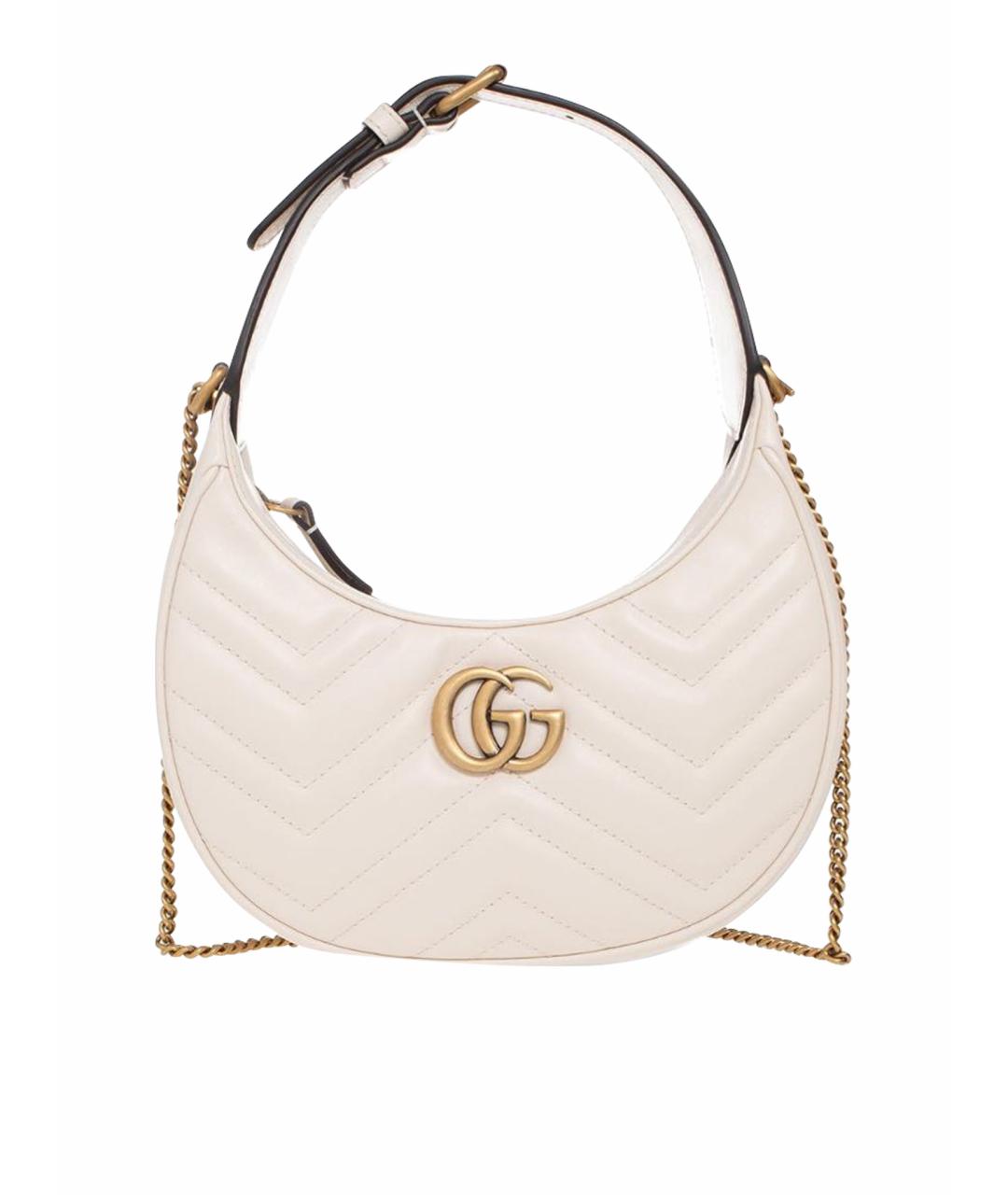 GUCCI Белая кожаная сумка с короткими ручками, фото 1
