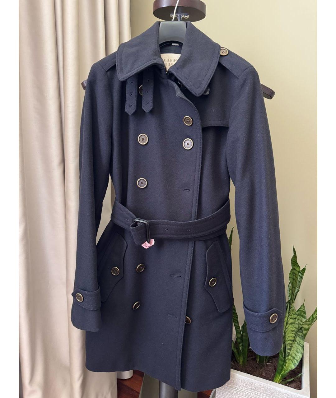 BURBERRY Темно-синее шерстяное пальто, фото 2