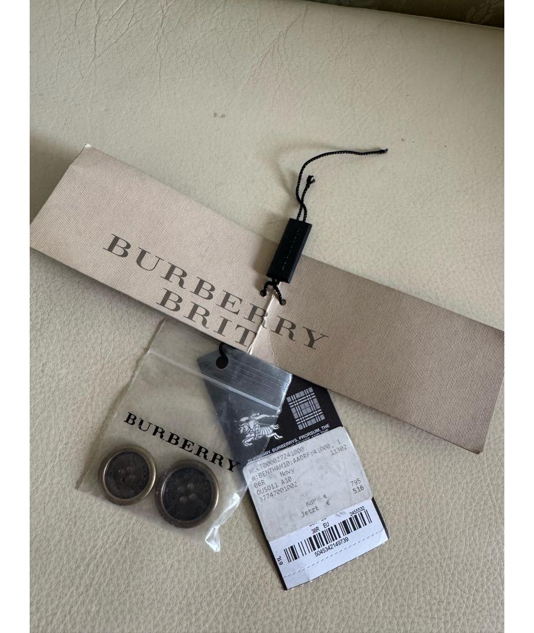 BURBERRY Темно-синее шерстяное пальто, фото 7