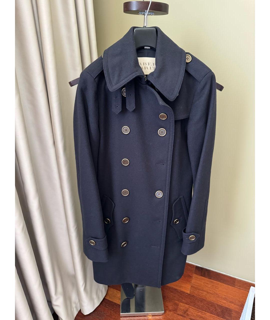 BURBERRY Темно-синее шерстяное пальто, фото 6