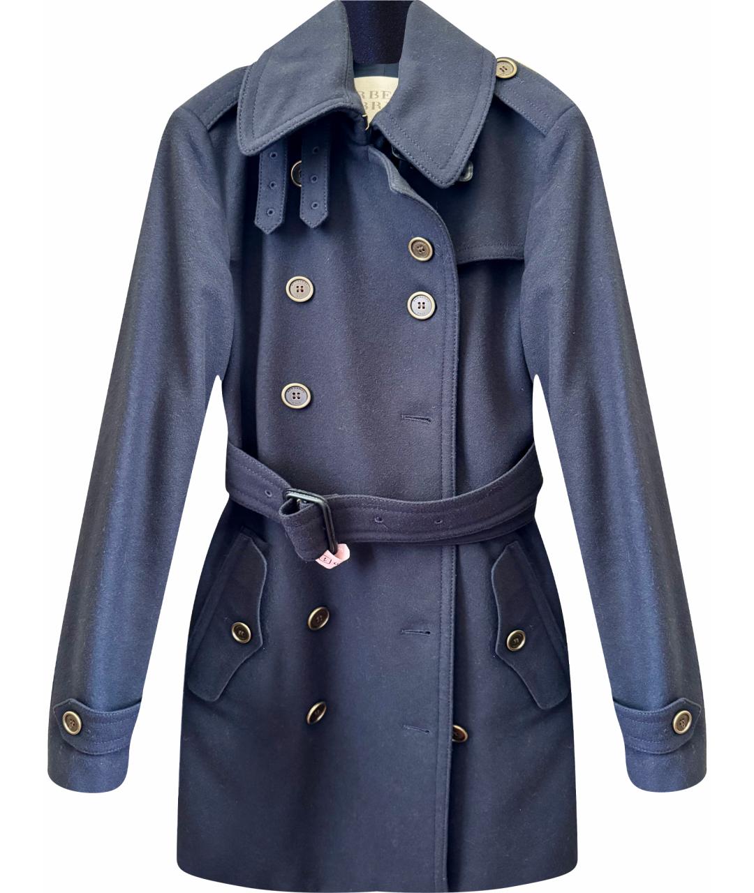 BURBERRY Темно-синее шерстяное пальто, фото 1