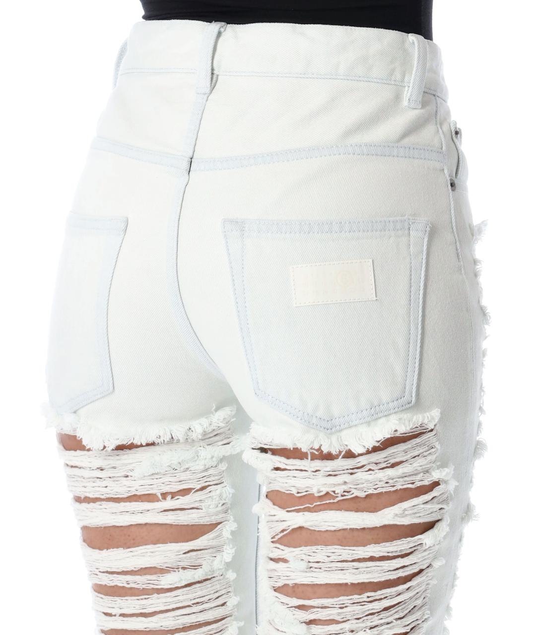 MM6 MAISON MARGIELA Белые хлопковые прямые джинсы, фото 3