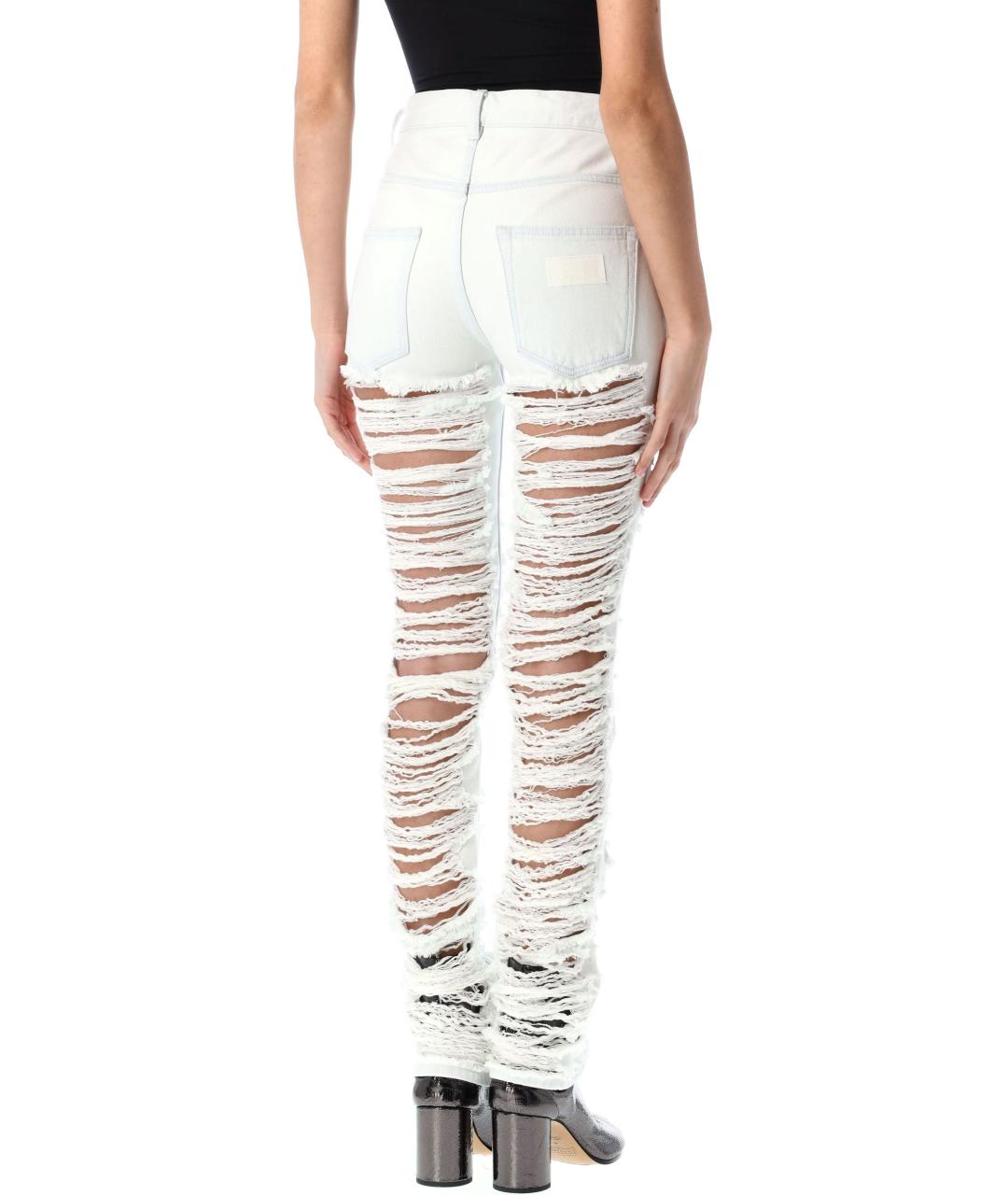 MM6 MAISON MARGIELA Белые хлопковые прямые джинсы, фото 2