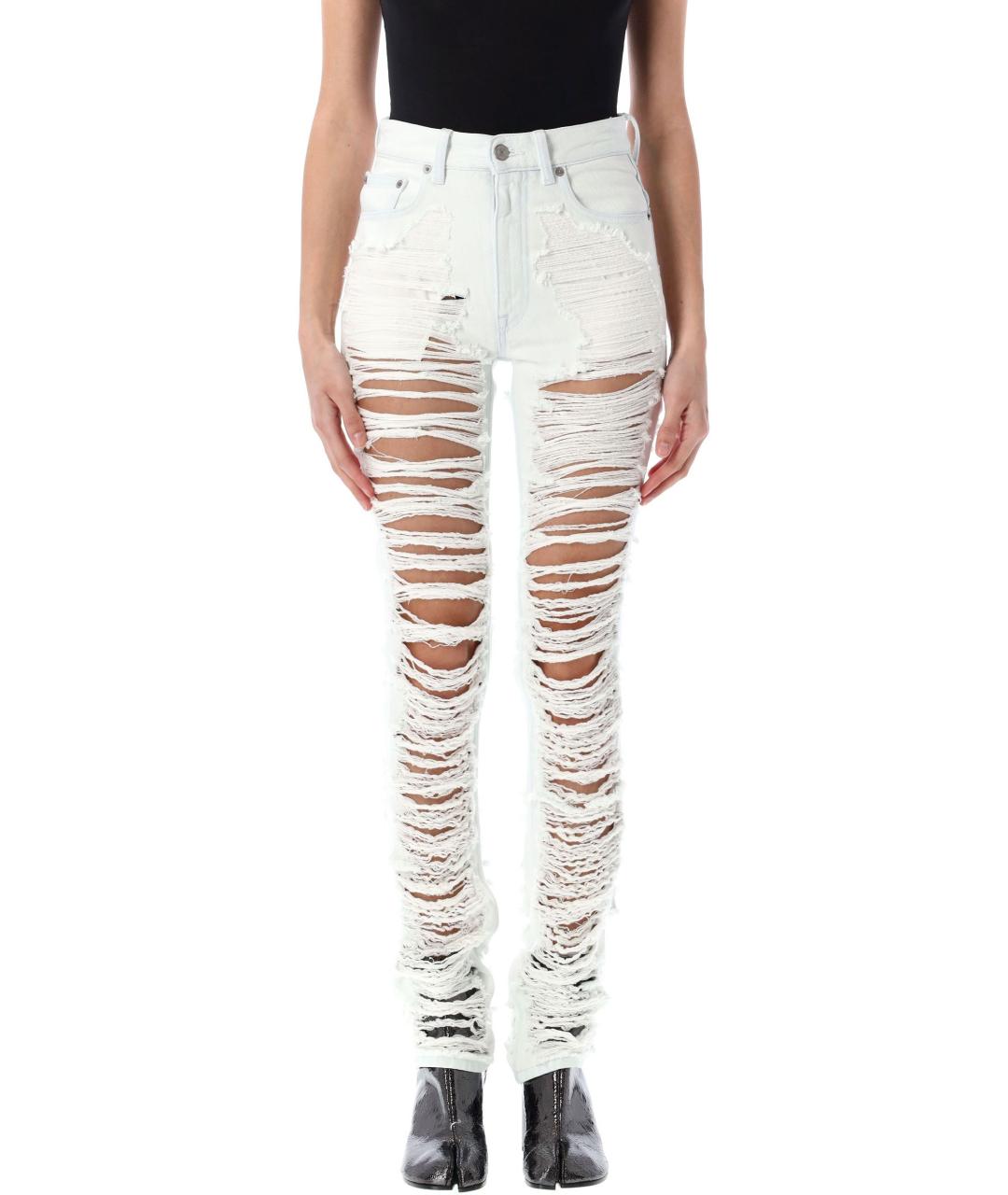 MM6 MAISON MARGIELA Белые хлопковые прямые джинсы, фото 4